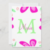 monogramme de fleur rose ajouter nom lettre feuill