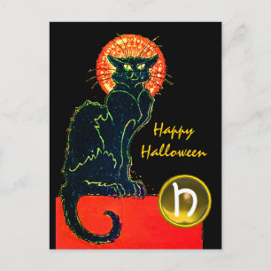 CARTES POUR FÊTES ANNUELLES MONOGRAMME DE PARTIE DE CAT NOIR HALLOWEEN