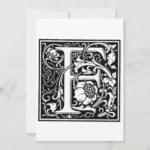 Cartes Pour Fêtes Annuelles Monogramme F Note initiale d'invitation noire et b