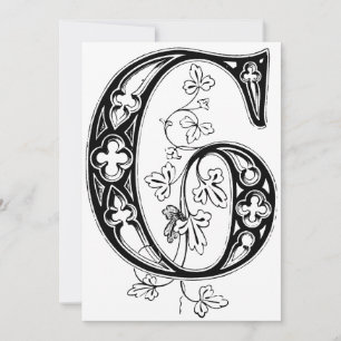 Cartes Pour Fêtes Annuelles Monogramme G initial noir et blanc