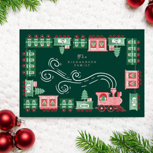 Cartes Pour Fêtes Annuelles Monographie de livraison d'arbre de Noël du train 