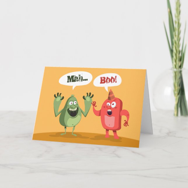 Cartes Pour Fêtes Annuelles Monster Mah Boo Pun Valentines Day (Devant)