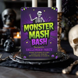 Cartes Pour Fêtes Annuelles Monster Mash Bash Halloween Éffrayant