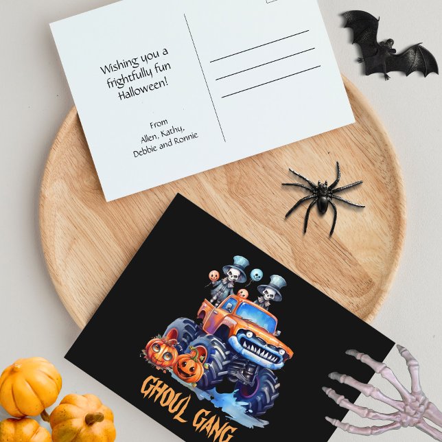 Cartes Pour Fêtes Annuelles Monster Truck Skeletons Cute Ghoul Gang Halloween (Créateur téléchargé)