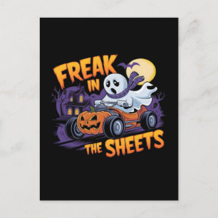 CARTES POUR FÊTES ANNUELLES MONSTRE D'HALLOWEEN DANS LE DRAP DE LIT