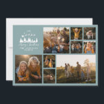 Cartes Pour Fêtes Annuelles Montage photo minimaliste moderne Noël bleu poussi<br><div class="desc">Carte de Noël bleu et blanc poussiéreux pour le collage de photos de Noël minimaliste moderne. Le père traditionnel Noël Père Noël et la chilouette de traîneau conception.</div>