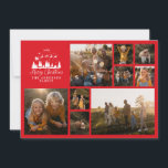 Cartes Pour Fêtes Annuelles Montage photo minimaliste moderne Noël élégant rou<br><div class="desc">Carte de Noël rouge et blanc pour les photos de Noël minimaliste moderne. Le père traditionnel Noël Père Noël et la chilouette de traîneau conception.</div>