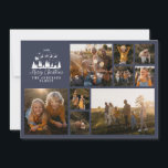 Cartes Pour Fêtes Annuelles Montage photo minime moderne Noël bleu marine<br><div class="desc">Carte de Noël marine bleu et blanc. Le père traditionnel Noël Père Noël et la chilouette de traîneau conception.</div>