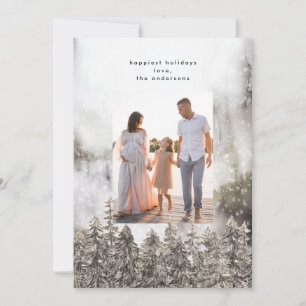 Cartes Pour Fêtes Annuelles Montagnes des neiges Arbres Noël Une photo