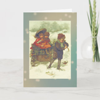 Cartes Pour Fêtes Annuelles Monte sur un chariot de houx