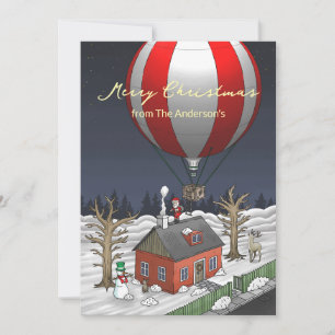 Cartes Pour Fêtes Annuelles Montgolfière du Père Noël