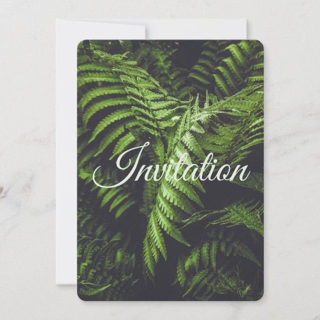 Cartes Pour Fêtes Annuelles Moody Dark Green Fern Woodland Wedding (Devant)