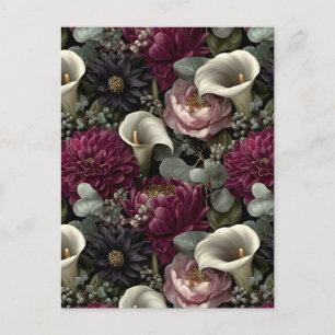 Cartes Pour Fêtes Annuelles Moody Floral avec Dahlias et Calla Lilies