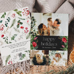 Cartes Pour Fêtes Annuelles Moody Gray vert botanique minimal 3 Photo<br><div class="desc">Cette collection présente des fleurs rouges aquarelles,  des baies et de la verdure hivernale avec une typographie moderne et élégante,  avec un motif botanique d'hiver.</div>