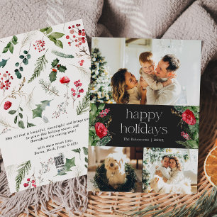 Cartes Pour Fêtes Annuelles Moody Gray vert botanique minimal 3 Photo