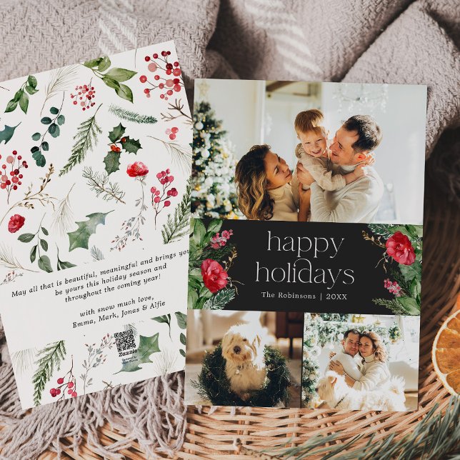 Cartes Pour Fêtes Annuelles Moody Gray vert botanique minimal 3 Photo (Créateur téléchargé)