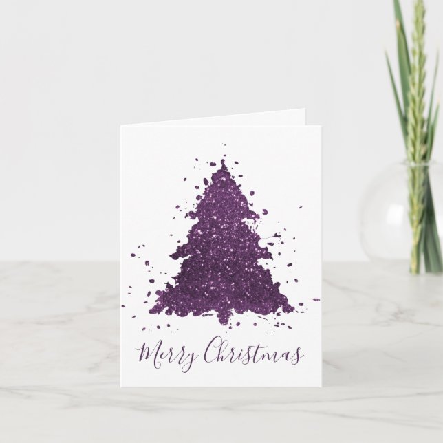 Cartes Pour Fêtes Annuelles Moody Joyeux Noël | Arbre pourpre à prune profonde (Devant)