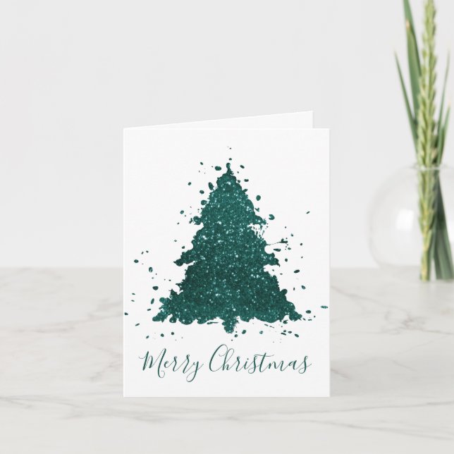 Cartes Pour Fêtes Annuelles Moody Joyeux Noël | Arbre Turquoise profond de min (Devant)