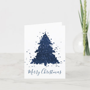 Cartes Pour Fêtes Annuelles Moody Joyeux Noël Classy Dark Navy Blue Tree