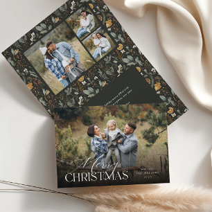 Cartes Pour Fêtes Annuelles Moody Winter Botanical Horizontal Photo Plié