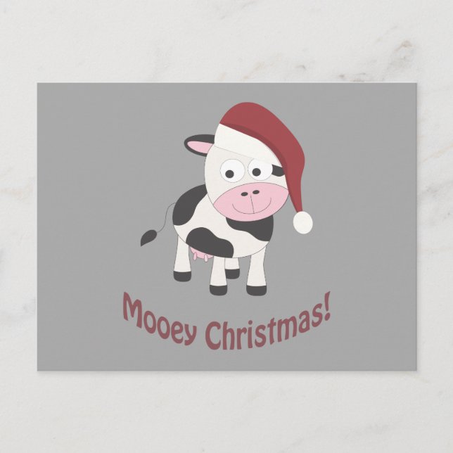 Cartes Pour Fêtes Annuelles Mooey Noël ! Père Noël Cow (Devant)