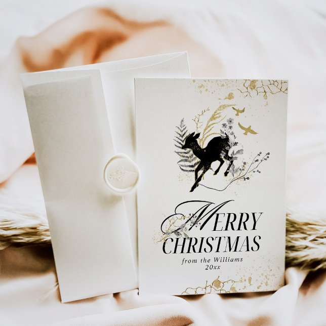 Cartes Pour Fêtes Annuelles Moon d'or moderne Forêt magique Photo Noël (Créateur téléchargé)