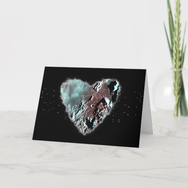 Cartes Pour Fêtes Annuelles Moon Heart Sci Fi Valentine Love Romance Card (Devant)