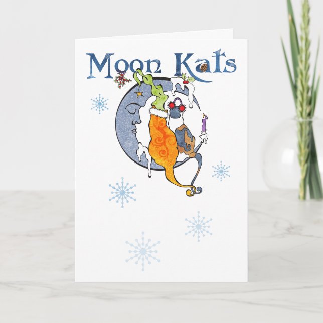 Cartes Pour Fêtes Annuelles Moon Kat Yule Card (Devant)