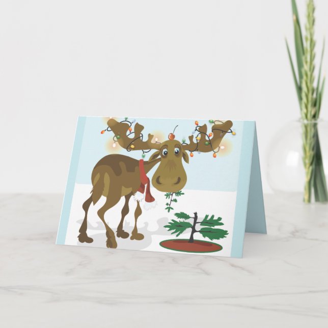 Cartes Pour Fêtes Annuelles Moose de Noël~ (Devant)