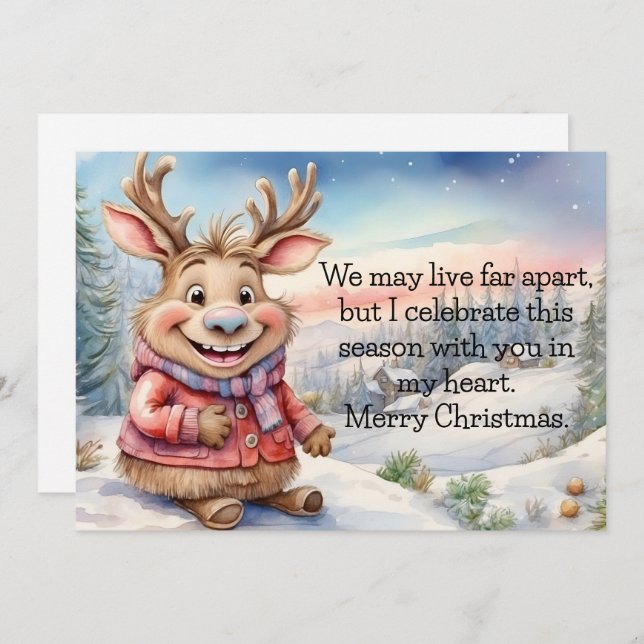 Cartes Pour Fêtes Annuelles Moose Far Apart  (Devant / Derrière)