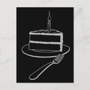 Cartes Pour Fêtes Annuelles Morceau de gâteau d'anniversaire Dessin au trait e