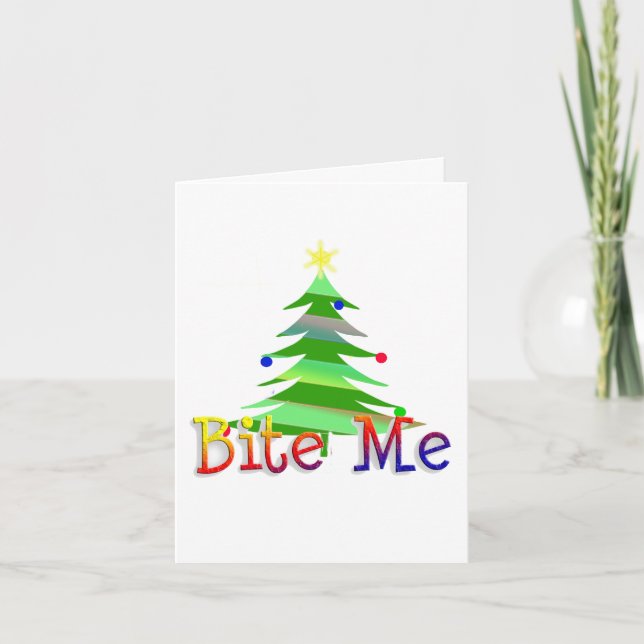Cartes Pour Fêtes Annuelles Mordez-moi arbre de Noël (Devant)