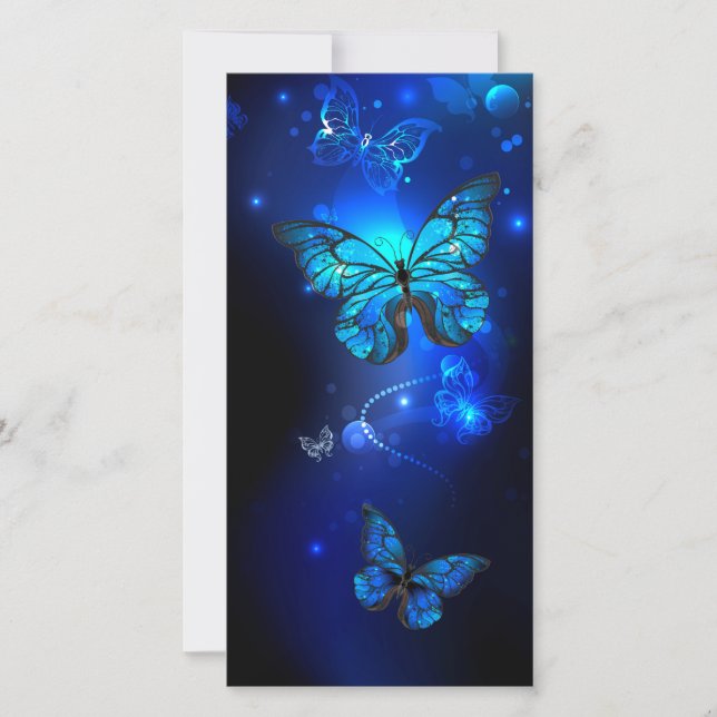 Cartes Pour Fêtes Annuelles Morpho Butterfly in the Dark Background (Devant)