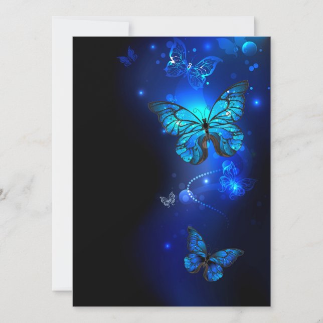 Cartes Pour Fêtes Annuelles Morpho Butterfly in the Dark Background (Devant)