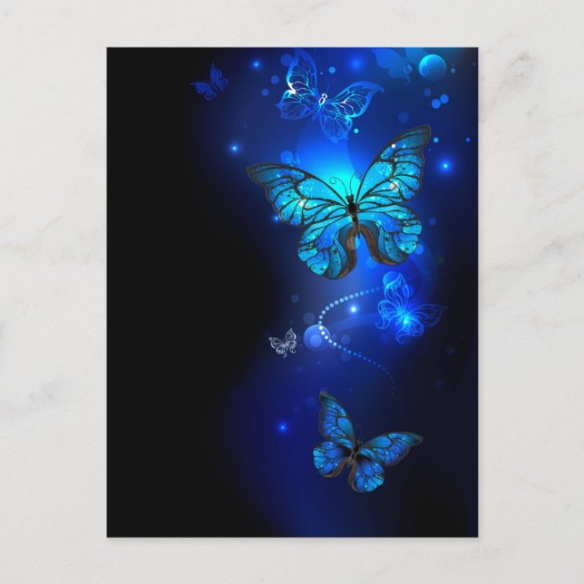 Cartes Pour Fêtes Annuelles Morpho Butterfly in the Dark Background (Devant)