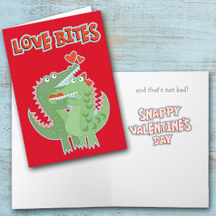 Cartes Pour Fêtes Annuelles Morsures d'amour d'alligator Valentine