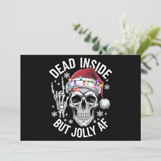 Cartes Pour Fêtes Annuelles Mort à l'intérieur mais cadeau de Noël squelette j (Debout devant)