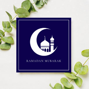Cartes Pour Fêtes Annuelles Mosquée bleue du croissant de Ramadan Mubarak