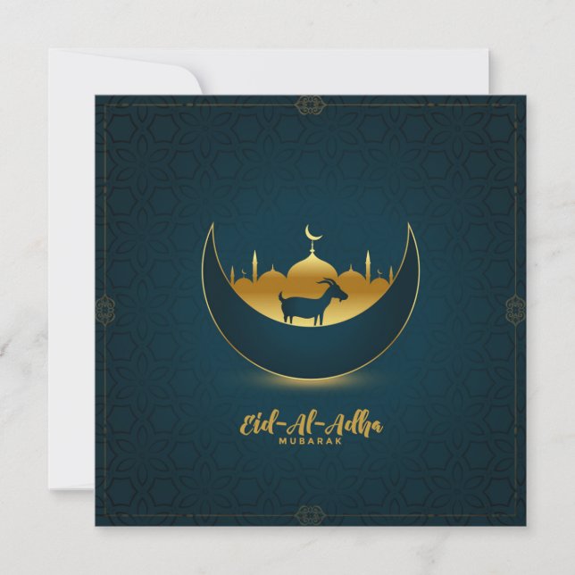 Cartes Pour Fêtes Annuelles Mosquée du croissant de chèvres Eid al Adha Mubara (Devant)