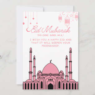 Cartes Pour Fêtes Annuelles Mosquée Eid Moubarak Rose