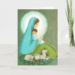 Cartes Pour Fêtes Annuelles Most Beautiful Vintage Mid Century Madonna & Child