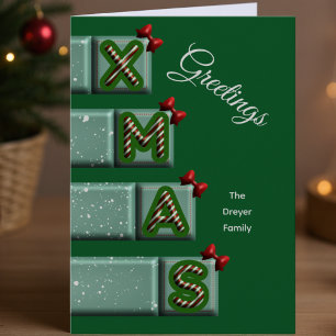 Cartes Pour Fêtes Annuelles Mot de Noël CANNE À SUCRE sur des blocs de salutat