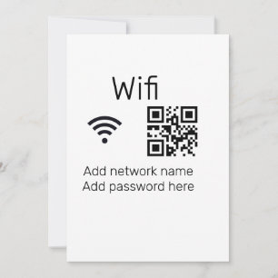 Cartes Pour Fêtes Annuelles Mot de passe Wifi signer ajouter le code Q R ici d