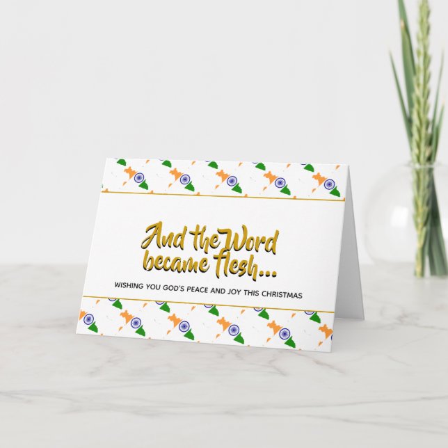 Cartes Pour Fêtes Annuelles Mot Élégant INDIEN Devenu Flesh NOËL (Devant)