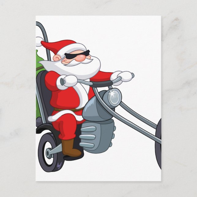 Cartes Pour Fêtes Annuelles motard le père noël de moto (Devant)