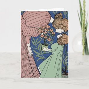 Cartes Pour Fêtes Annuelles Mother and Daughter - Art Nouveau