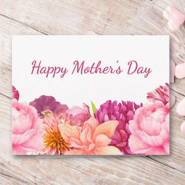 Cartes Pour Fêtes Annuelles Mother’s Day Pink Floral Elegant Modern (Créateur téléchargé)