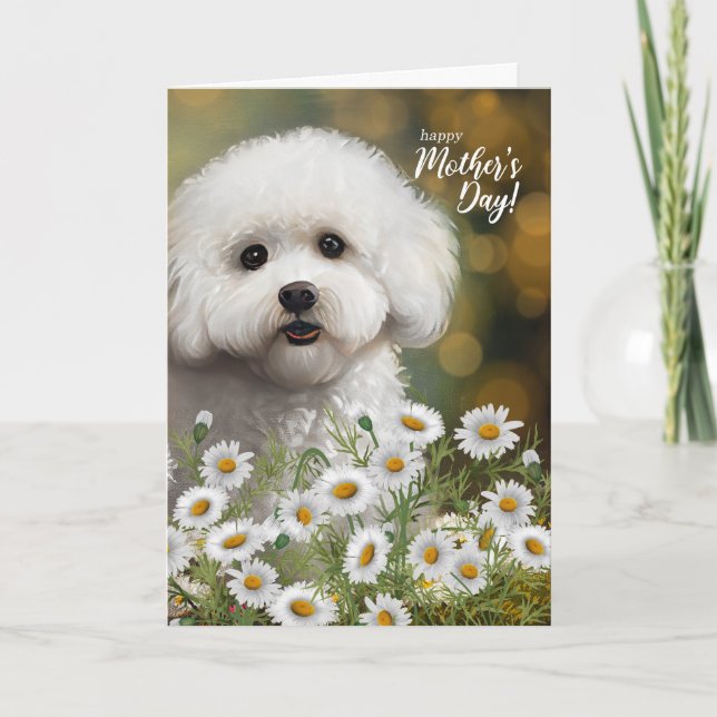 Cartes Pour Fêtes Annuelles Mother's Day Bichon Frise Dog Mom Daisies (Devant)