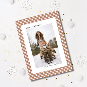 Cartes Pour Fêtes Annuelles Motif à carreaux et gingham marron moka Photo Noël