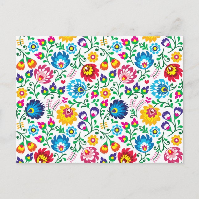 Cartes Pour Fêtes Annuelles Motif à fleurs d'art populaire 2 (Devant)